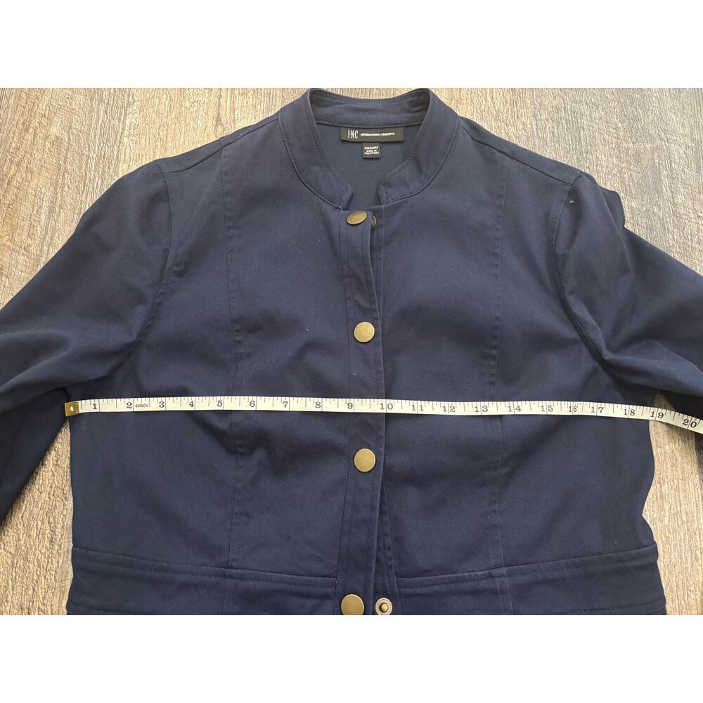 INC International Concepts Navy Blue Military Utility Jacket Blazer Women Medium - Picture 4 of 6